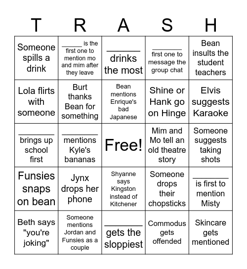 Community Service Bingo Card