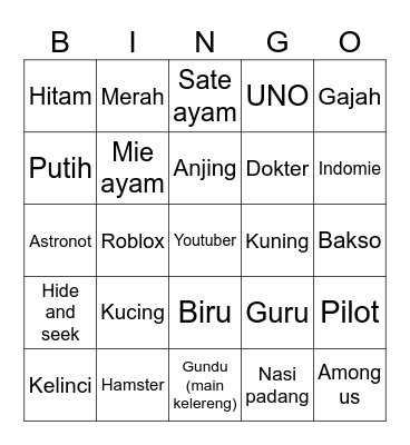 BBB: Bukan Bingo Biasa Bingo Card