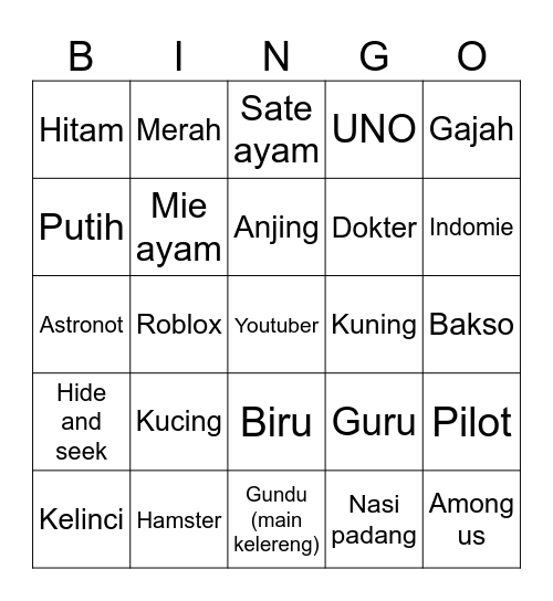 BBB: Bukan Bingo Biasa Bingo Card