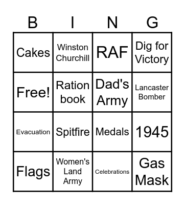 VE Day 2025 Bingo Card