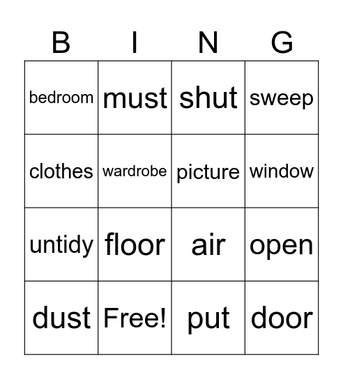 words Bingo Card