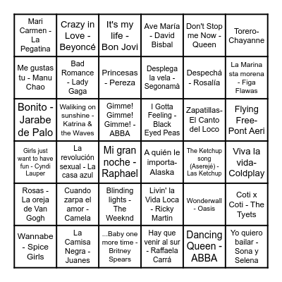 BINGO MUSICAL Bingo Card