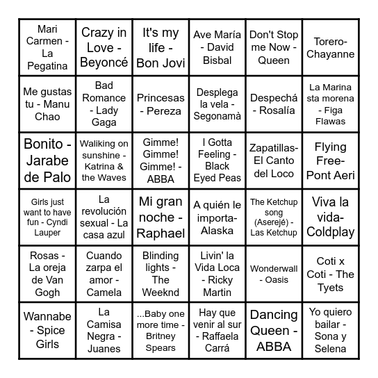 BINGO MUSICAL Bingo Card