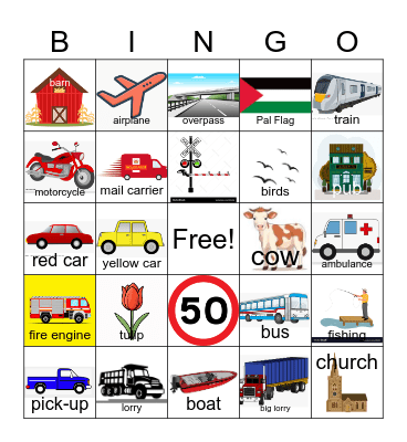 UK ROAD TRIP Bingo Card