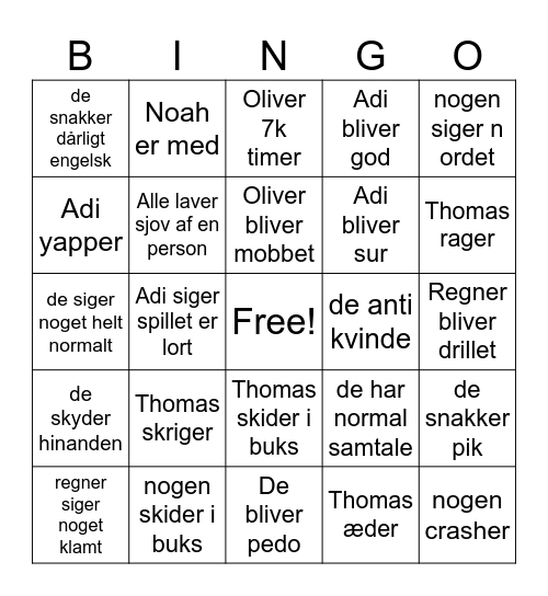 Koger klubben bingo Card