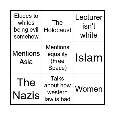 "Social Studies at University" Bingo Card