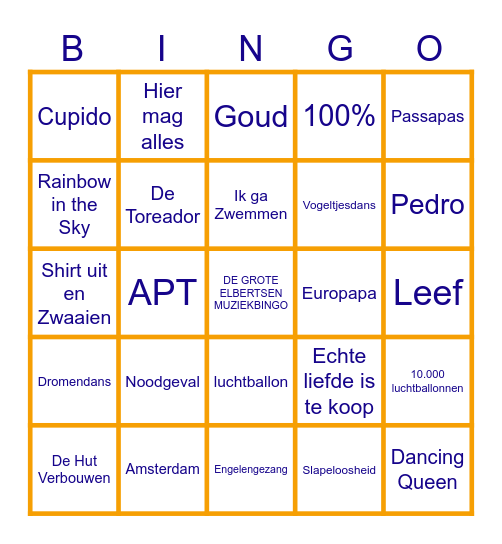 DE GROTE ELBERTSEN MUZIEKBINGO Card