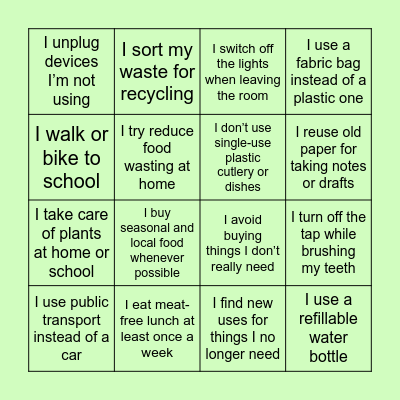 Step Lightly: Your 7-Day Carbon Footprint Challenge Bingo Card