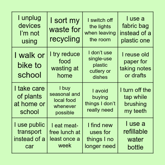 Step Lightly: Your 7-Day Carbon Footprint Challenge Bingo Card