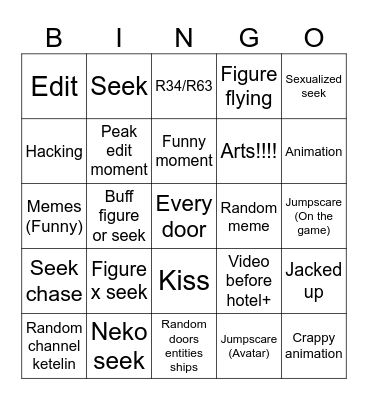 Doors (Roblox) Bingo Card