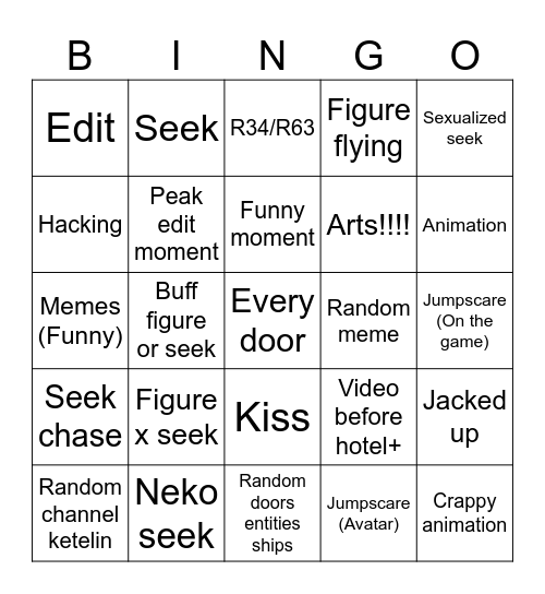 Doors (Roblox) Bingo Card