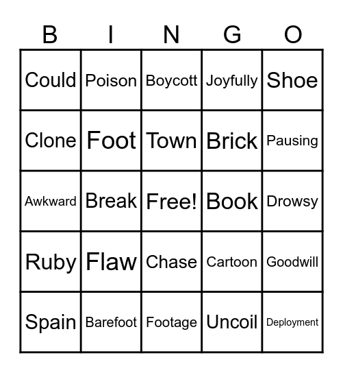 Unit 20 BINGO Card
