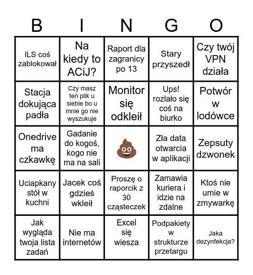 DWD Bingo Card