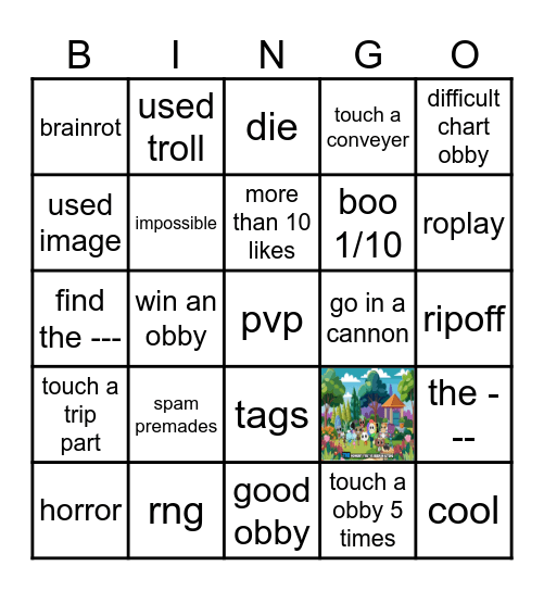 obby creator bingo Card