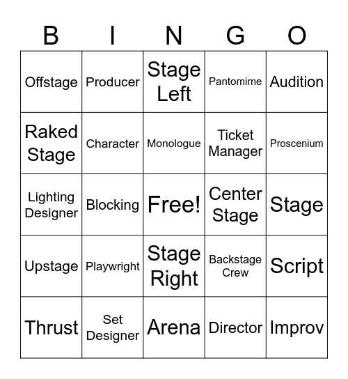 Semester Vocabulary Bingo Card
