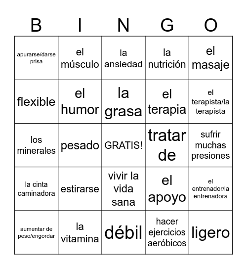 S3U3: EL BIENESTAR Bingo Card