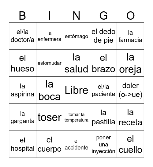 Cap. 4 En el consultorio Bingo Card
