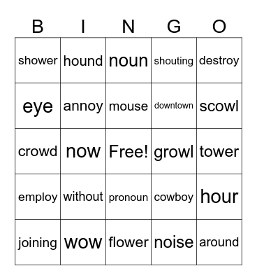 Lesson 95 &96 Bingo Card