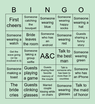 BINGO A&C Wedding Bingo Card