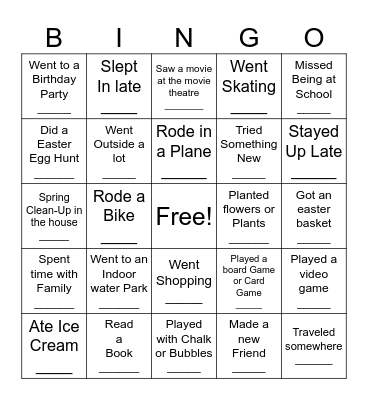 Spring Bingo Card