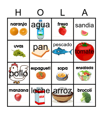 La lotería: LAS COMIDAS Bingo Card