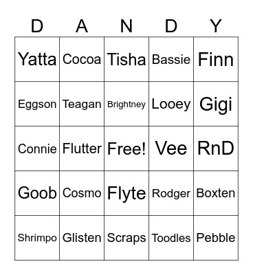 Dandy’s World Twisteds (Easter Event) Bingo Card