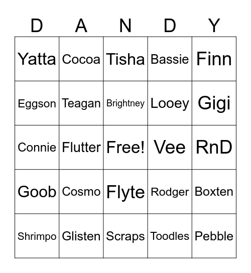Dandy’s World Twisteds (Easter Event) Bingo Card