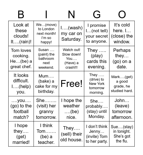 Future forms Bingo! Bingo Card