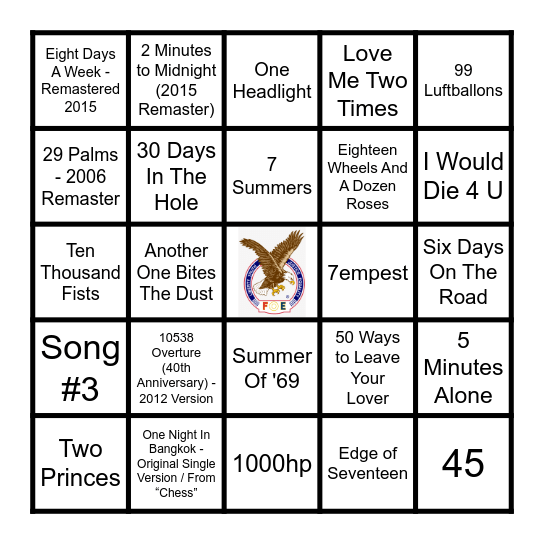 NUMBERS Bingo Card