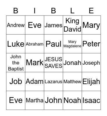 BIBLE BINGO Card