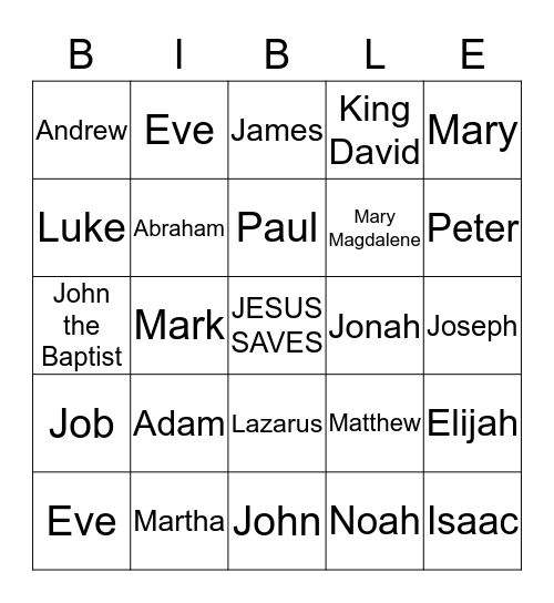 BIBLE BINGO Card