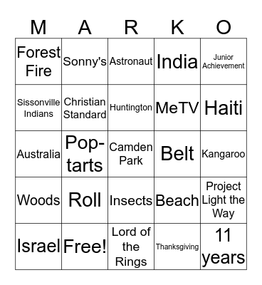 MARKO Bingo Card