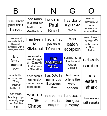 H U M A N Bingo Card