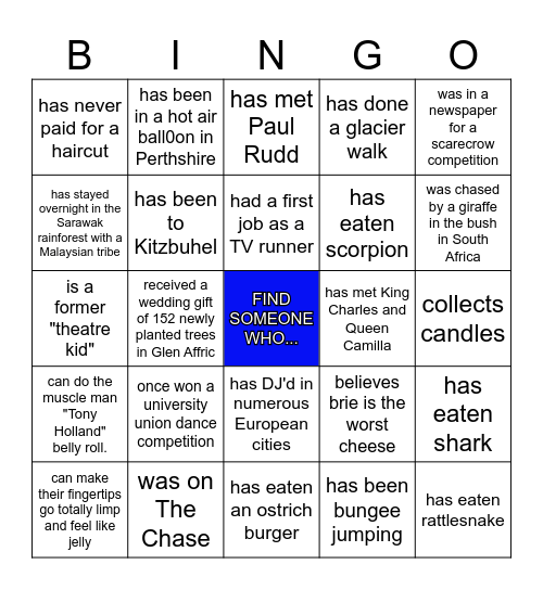 H U M A N Bingo Card