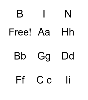 Alphabet Bingo Card