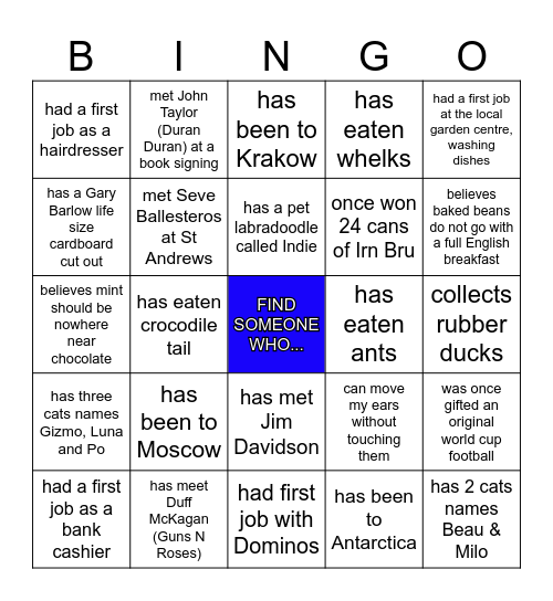 H U M A N Bingo Card