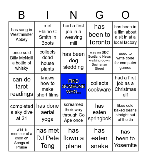 H U M A N Bingo Card