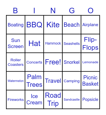 Summertime Bingo Card