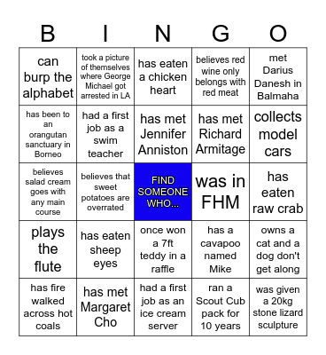 H U M A N Bingo Card