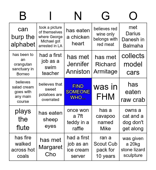 H U M A N Bingo Card
