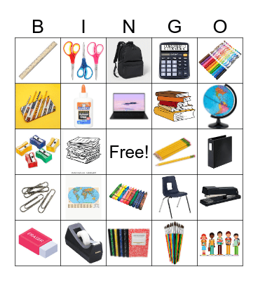 School Supplies BINGO Card