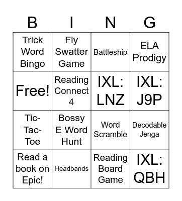 Centers Bingo Card
