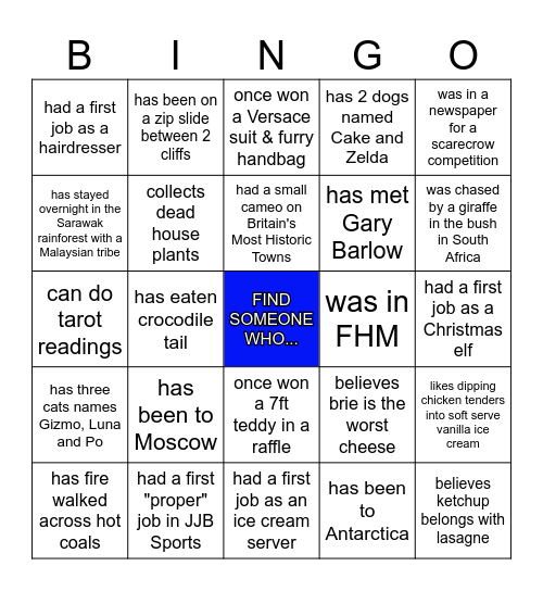 H U M A N Bingo Card
