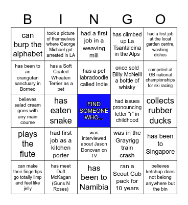 H U M A N Bingo Card