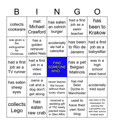 H U M A N Bingo Card
