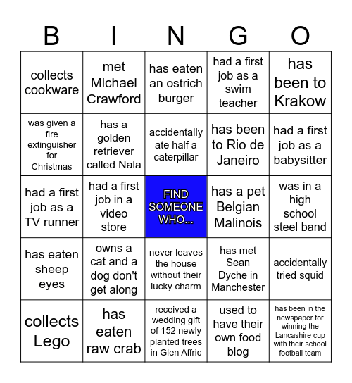 H U M A N Bingo Card