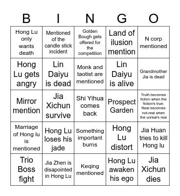 Canto 7 bingo card Bingo Card