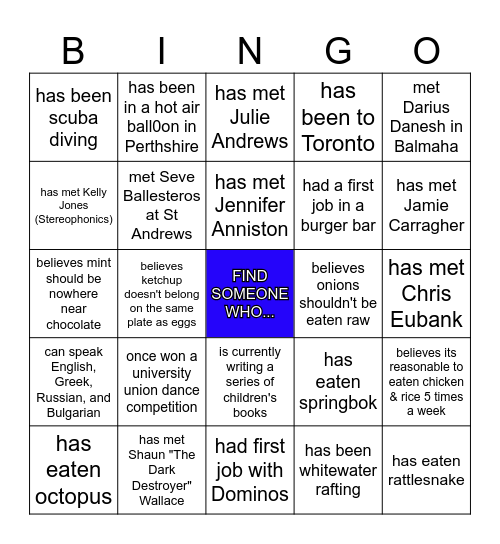 H U M A N Bingo Card