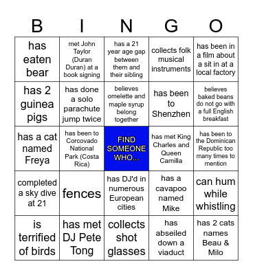 H U M A N Bingo Card