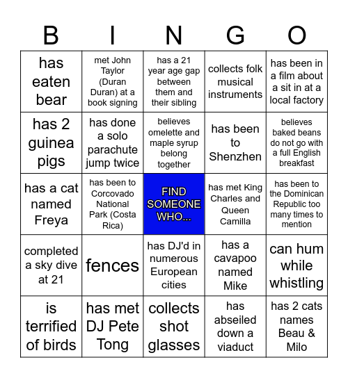 H U M A N Bingo Card